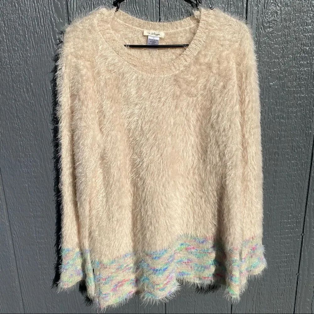a Shappe Furry Soft Wool Rainbow Sweater XL NWT